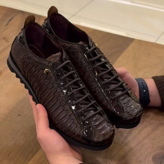 Men’s Croc-Embossed Leather Sneakers