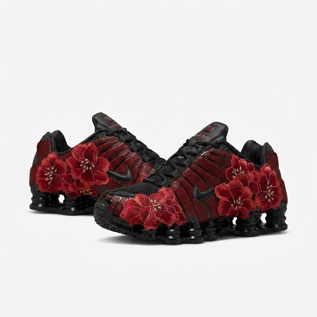 Black & Red Floral Embroidery Sneaker